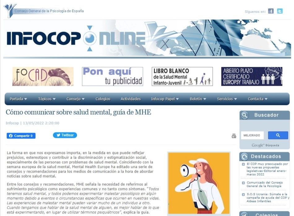 Cómo comunicar sobre salud mental, guía de MHE